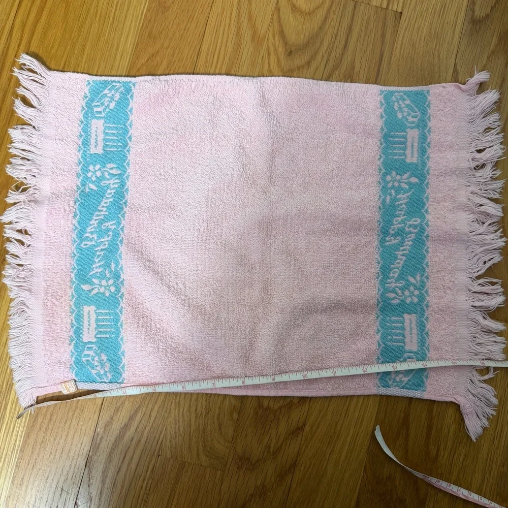 Vintage Callaway Hand Towel Wash Cloth HAPPY BIRTHDAY embroidered pink